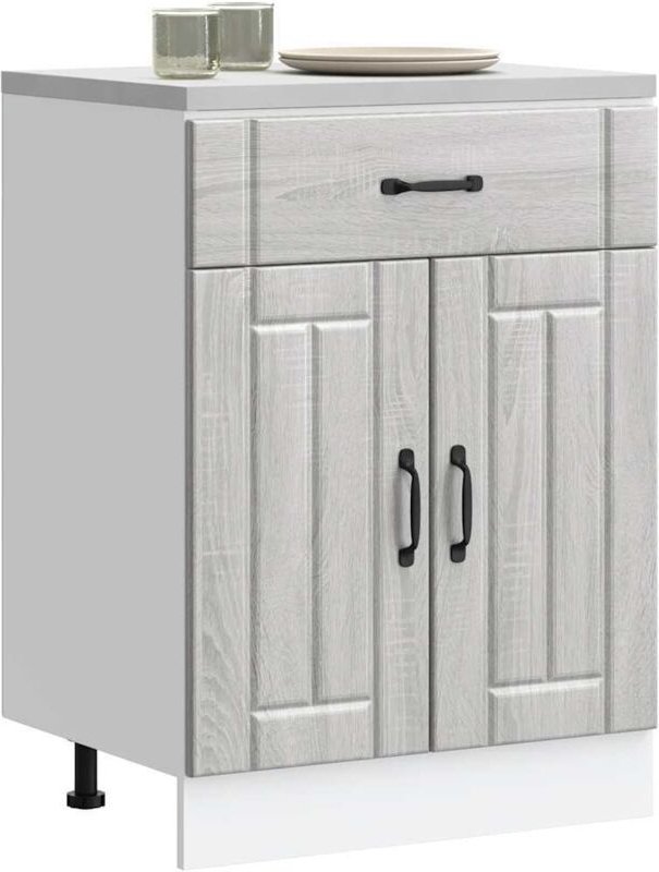 Küchen-Unterschrank Lucca Grau Sonoma Holzwerkstoff Vidaxl