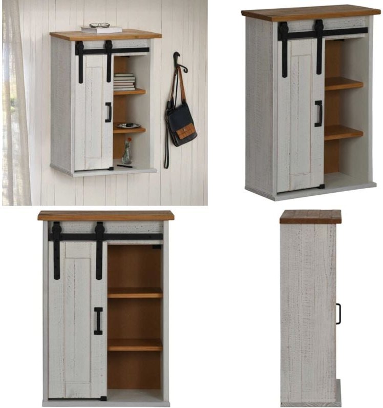 Hängeschrank halden mit Schiebetür Weiß 49x22,5x70 cm Kiefer - Vidaxl