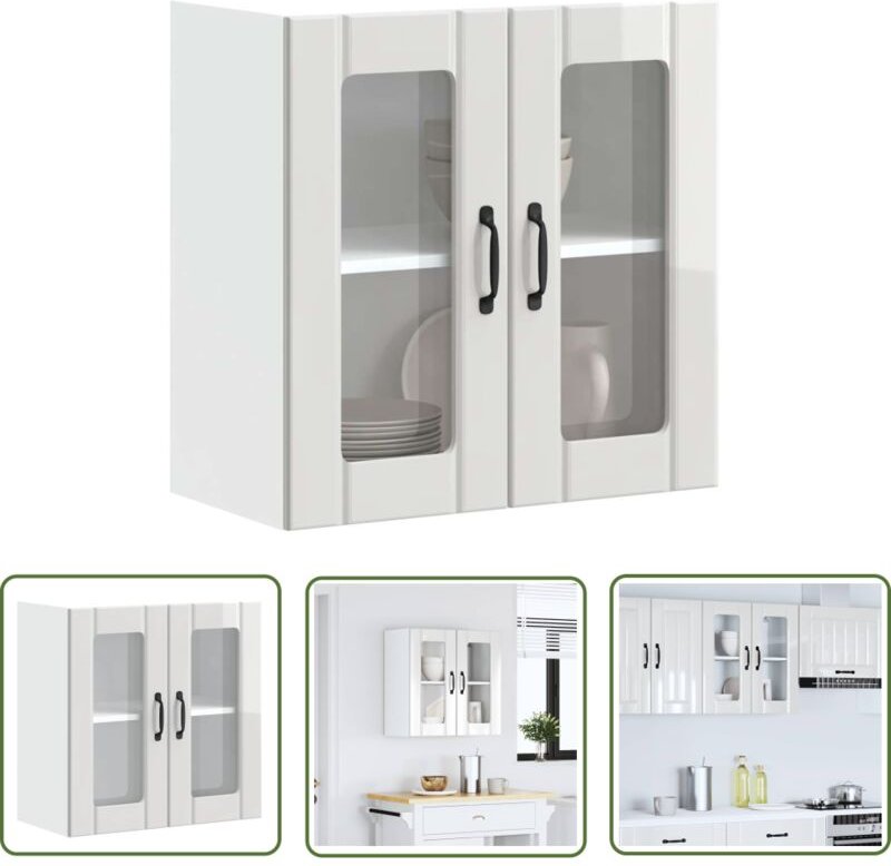 The Living Store - vidaXL Küchen-Hängeschrank mit Glastür Hochglanz-Weiß Holzwerkstoff