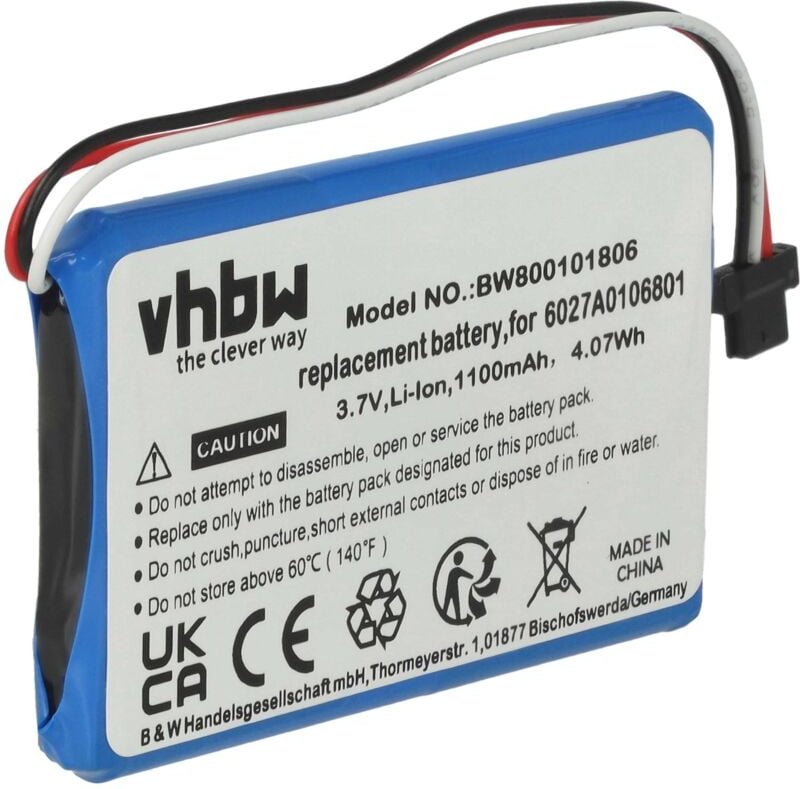 Vhbw - 1x Akku Ersatz für TomTom 6027A0106801 für gps Navigation Navi (1100 mAh, 3,7 v, Li-Ion)