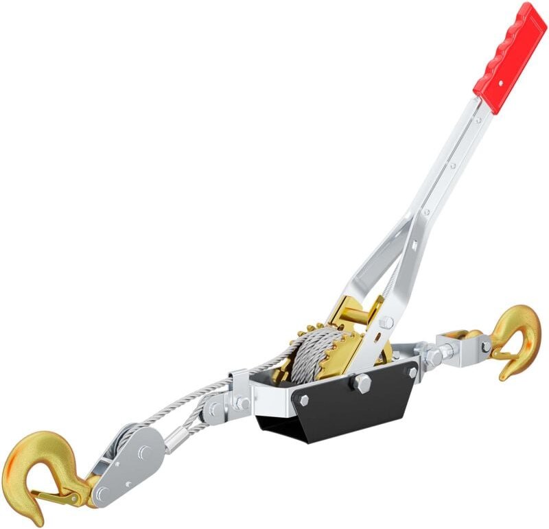 Thumbnail - Wiltec - Handseilzug mit 3 m Drahtseil bis 4000 kg, Flaschenzug mit 2 Haken, Seilwinde mit Sicherheitslasthaken, Handsei...