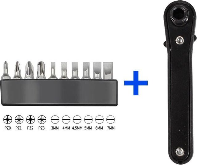 Jalleria - Schraubendreher-Set, 90-Grad-Schraubendreher, rechtwinklige Bewegung, 4 Sterne + 6 eine Länge