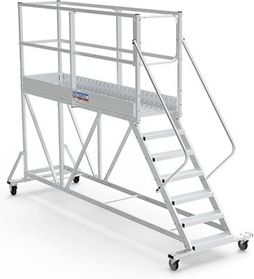 Mobile Plattform mit Geländer total und Sicherheitstür - Maximale Arbeitshöhe 5.00m - PTF215PT-P