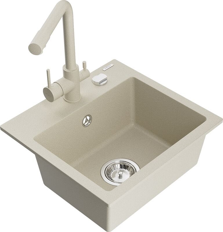 Milo 1-Becken-Granit-Spüle mit Mischbatterie Duero, Beige - 6505-69-671600-69 - Mexen