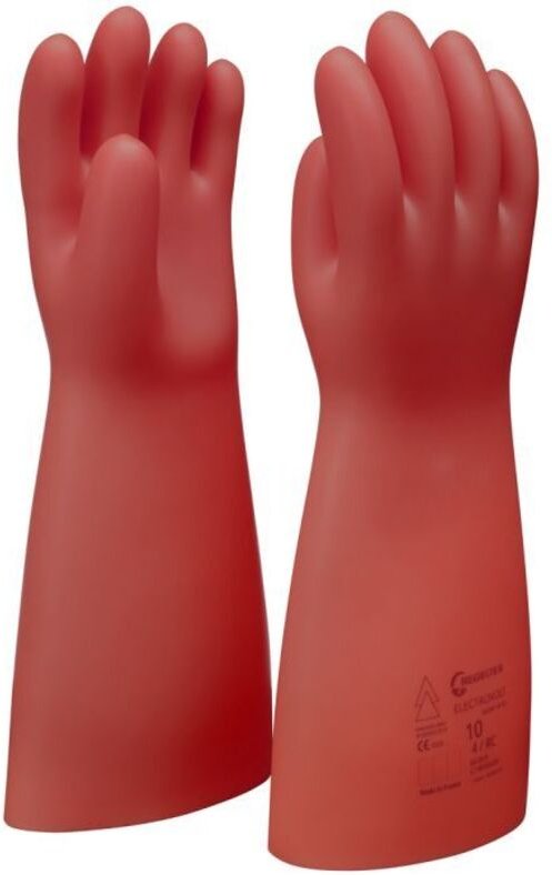 Rote isolierte Elektrikerhandschuhe mit mechanischem Schutz, Klasse 1 T10