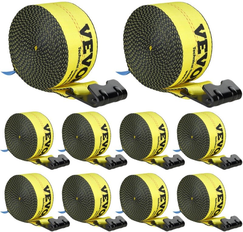 Thumbnail - Vevor Windengurte, 4' x 30', 6000 lbs Tragfähigkeit, 18000 lbs Bruchfestigkeit, LKW-Gurte mit flachem Haken, Ladungskont...