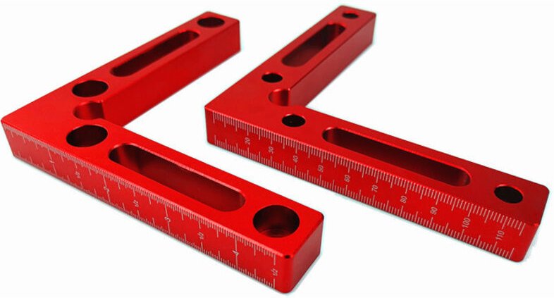 Pince de menuisier à angle droit 90 ° 11,9 x 11,9 cm en forme de l pour cadre en alliage d'aluminium avec règle de fixat...