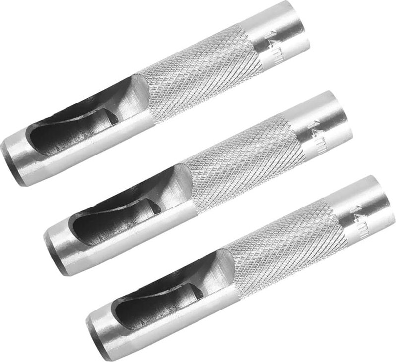 3 Stück Leder-Hohllocher, runder Hohllocher, Stanzwerkzeug, rundes Stanzwerkzeug aus Karbonstahl, Lederlocher, 14 mm - L...