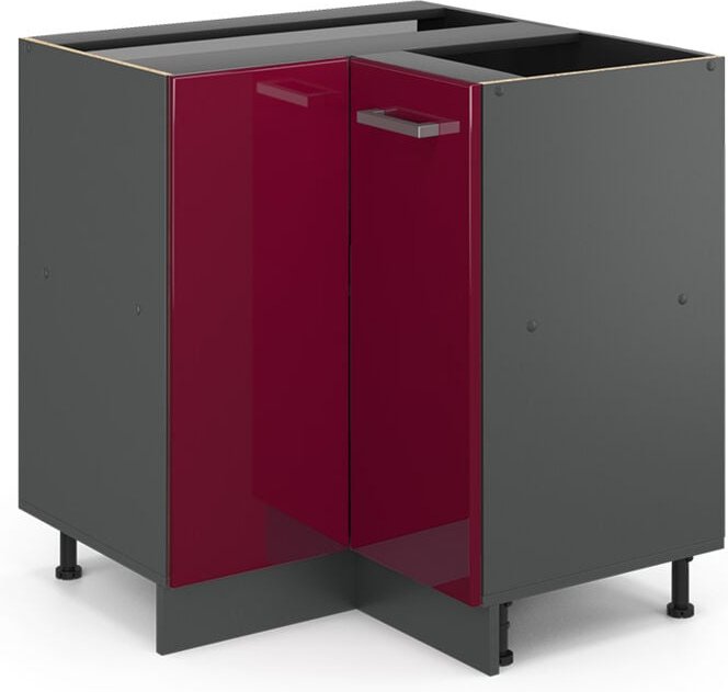 Vicco - Eckunterschrank R-Line, Bordeaux Hochglanz, 75.6 cm ohne Arbeitsplatte