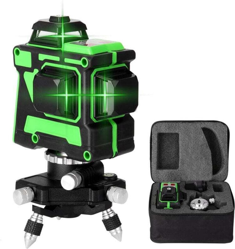 3D-Laser-Nivelliergerät, 12 Linien, vertikale und horizontale Linien mit Selbstnivellierungsfunktion, 1 Batterie