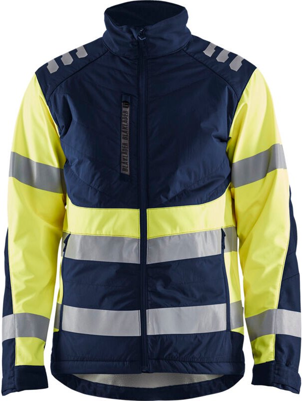 Hochsichtbare Softshell-Arbeitsjacke 4497 - Marine/Gelb fluoreszierend S