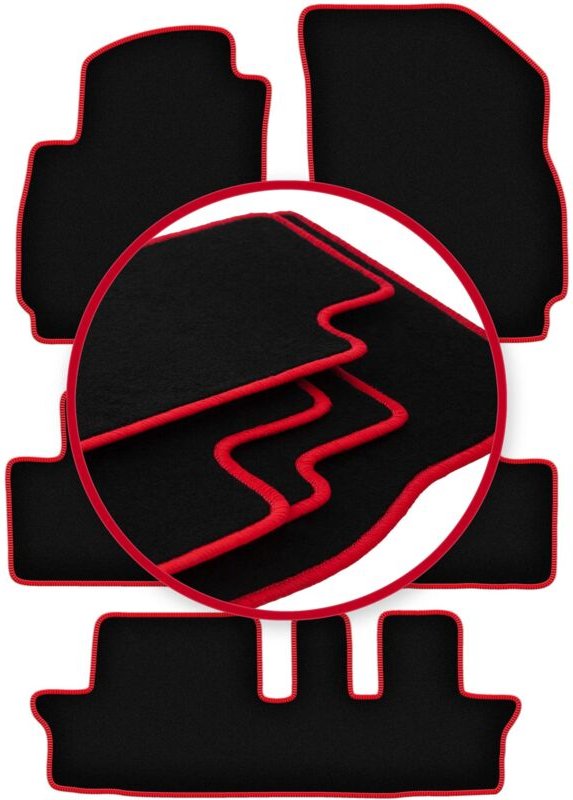 CARLUX-RED Auto-Fußmatten für: CHevrolet Orlando I 7 Personen (2011-2015)