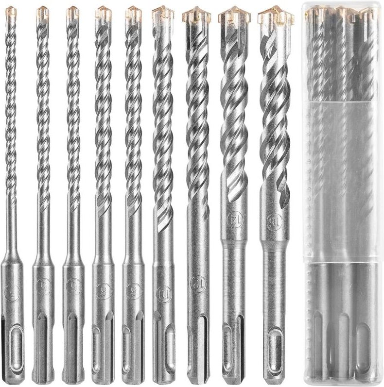 Betonbohrer, 9 Stück (5–16 mm), 160 mm lang, SDS-Plus-Bohrhammer, zum Bohren in Beton, Ziegel, Stein, Zement