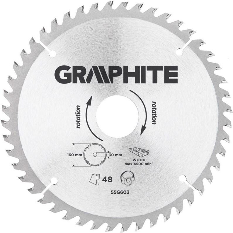 Thumbnail - Graphit-Widia-Sägeblatt 160 mm für Holz und Bretter, 48 Zähne