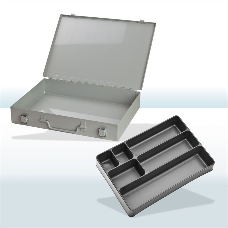 Thumbnail - ADB Stahlblechkästen mit Spannverschluss - 6 Fächer - RAL 7035