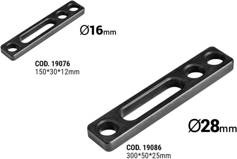 Positionierer für Schweißtisch, Winkel und Anschläge - TF 150X30X12 mm - Ø16 mm