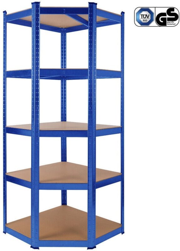 Arebos - Eckregal Schwerlastregal 180 x 70 x 70 cm 875 kg Kellerregal Steckregal Blau