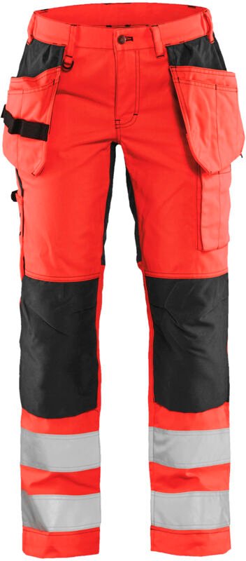 Hochsichtbarer Stretch-Arbeitshose für Damen 7163 - Neonrot/Schwarz L - FR(44) - SE(C42) - Kurz