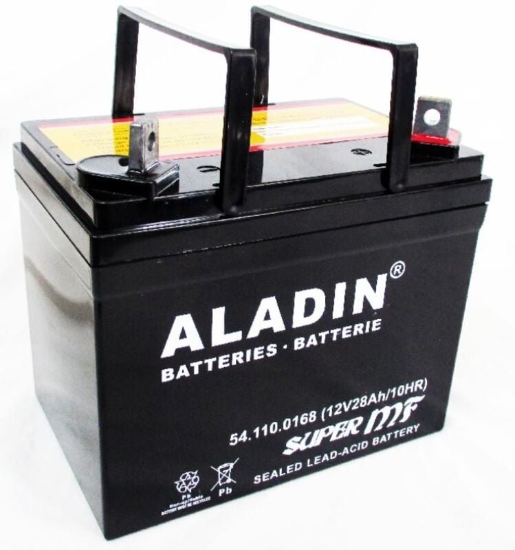 ALADIN 12V 28Ah hermetische Gel-Batterie rechts Pluspol für Rasentraktor