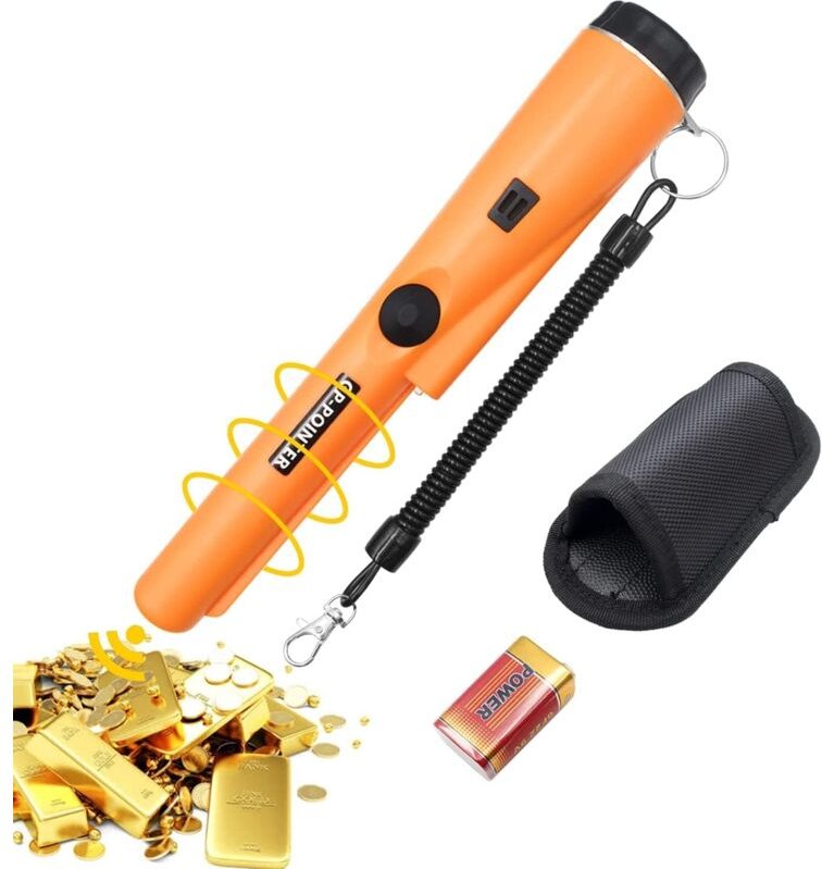 Ersandy - Tragbarer Metalldetektor, 360°-Scan-Metalldetektor, wasserdichter Metall-Pinpointer mit integrierter LED-Anzei...