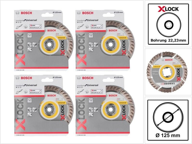 Bosch Expert X-LOCK Diamanttrennscheibe Standard for Universal 125 x 22,23 mm 4 Stk. ( 4x 2608615166 )