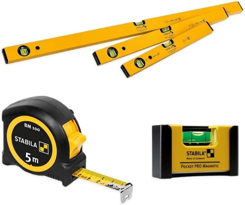 Stabila Classic Set 3-teilig 40/60/100 cm, Bandmaß 5 m, Pocket PRO Magnetic Set