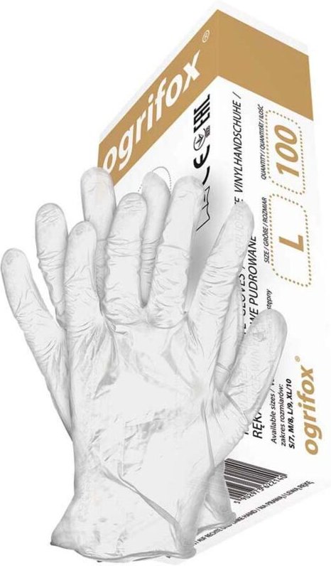 Rękawice winylowe pudrowane/100szt. ogrifox s gospodarcze i ochronne