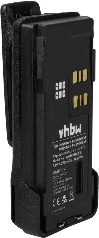 Vhbw - Akku Ersatz für Motorola PMNN4490, PMNN4490A, PMNN4490B für Funkgerät, Walkie Talkie (2200 mAh, 7,4 v, Li-Ion) + ...
