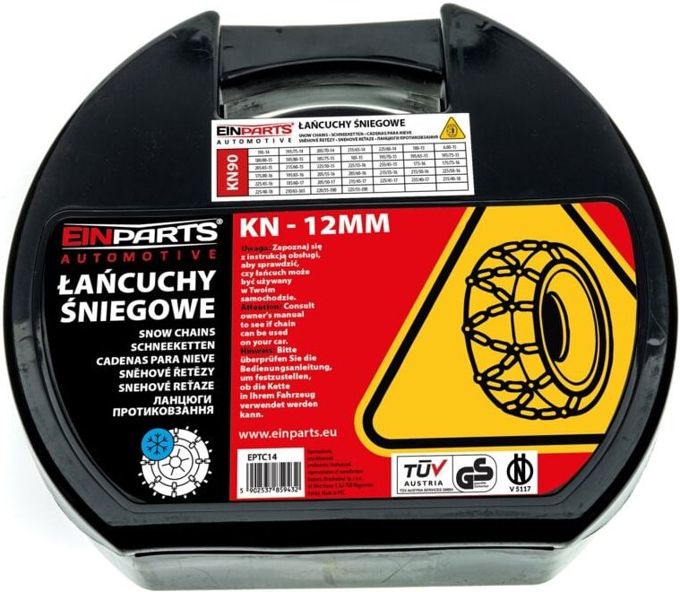 Schneeketten für Räder/Reifen 14-18 Zoll KN90 Ö-Norm TÜV 12mm, 2 Stück