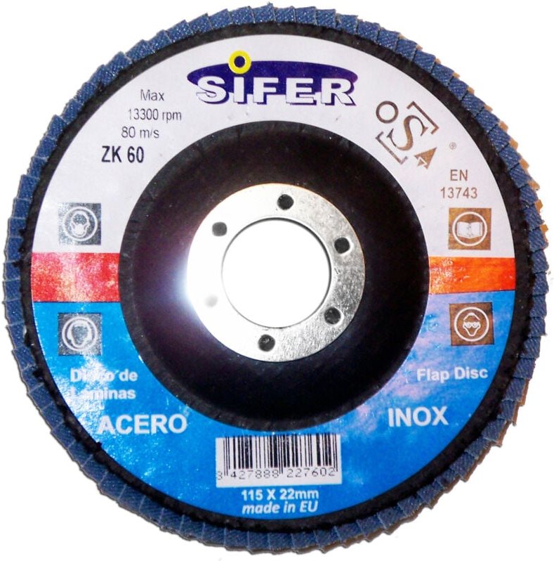 Mibricotienda - Sifer Scheibenschleifpapier für Edelstahl 180x22 Körnung 60