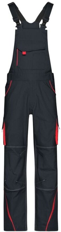 James&nicholson - Funktionelle Latzhose JN848 Gr. 42 carbon/red