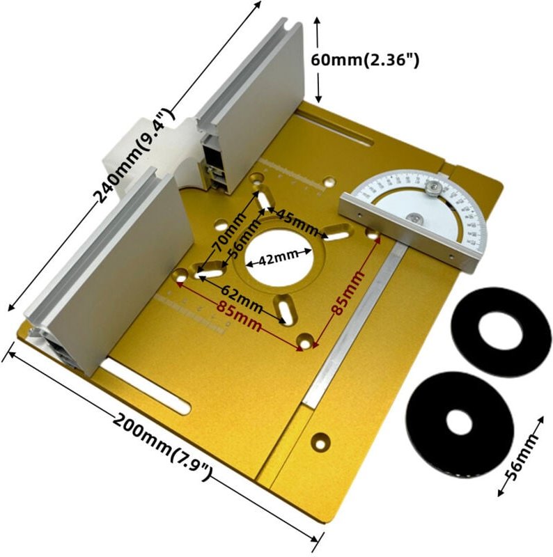 Set von 3 Routertisch -Einsatzplatten Aluminiumlegierung Holzfräsen Flip Board Trimmmaschine Gravur Hilfswerkzeug Holzbe...