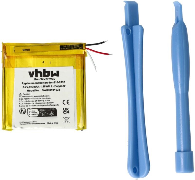 Vhbw - 1x Akku kompatibel mit Apple iPod Nano 3G 4GB, 3G, 3rd 8GB, 3.Generation, 3rd 4GB MP3-Player Musik Player (450 mA...