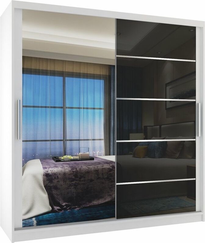 Schiebeschrank Belini 158 cm Mit Schubladen mit Spiegel grau anthrazit graphit Hersteller