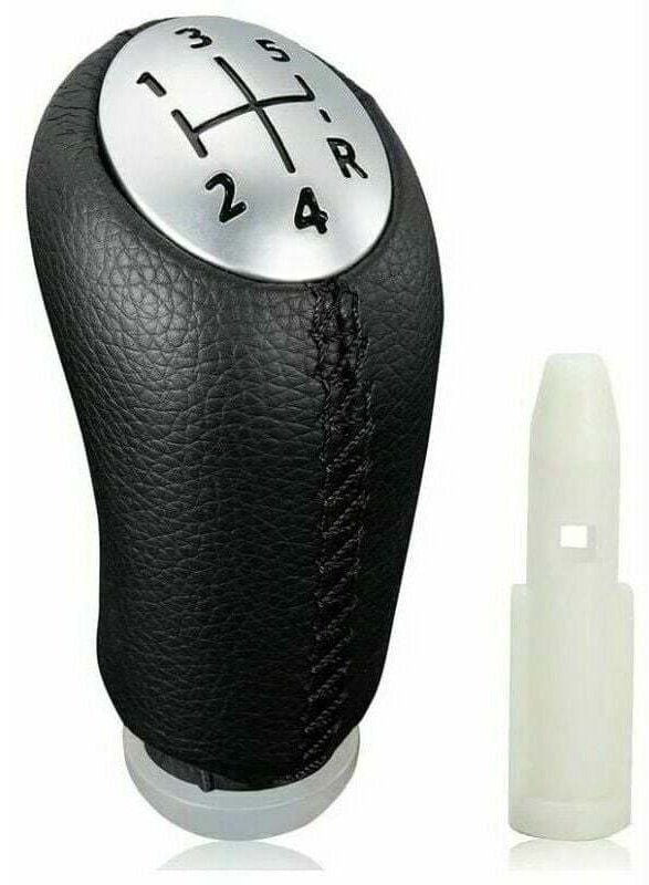 Schwarzer Schaltknauf aus Leder mit Adapter für Renault Clio III 2005–09, Megane 2 und Laguna 2003–09.