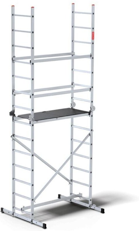 Thumbnail - Mobile faltbare Multifunktionsgerüst Hector 4m aus Aluminium, EN 131 konform, Tragfähigkeit 150 kg