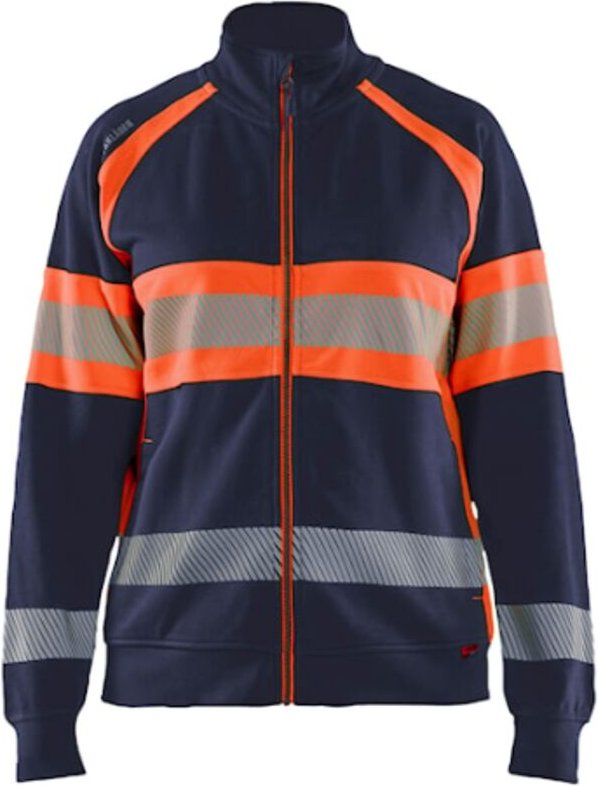 Hochsichtbarer, zipbarer Arbeitssweatshirt 3505 - Marine/Orange XS