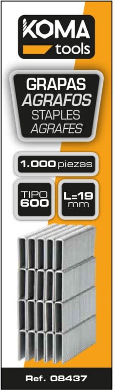 Koma Tools - Packung mit 1000 Mehrzweckklammern 'Typ 600' 19 mm, kompatibel mit dem Tacker-Nagler von (edm 08436)
