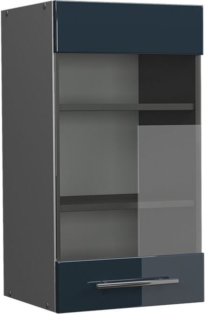 Vicco - Küchenglasschrank Fame-Line, Dunkelblau Hochglanz, 40 cm