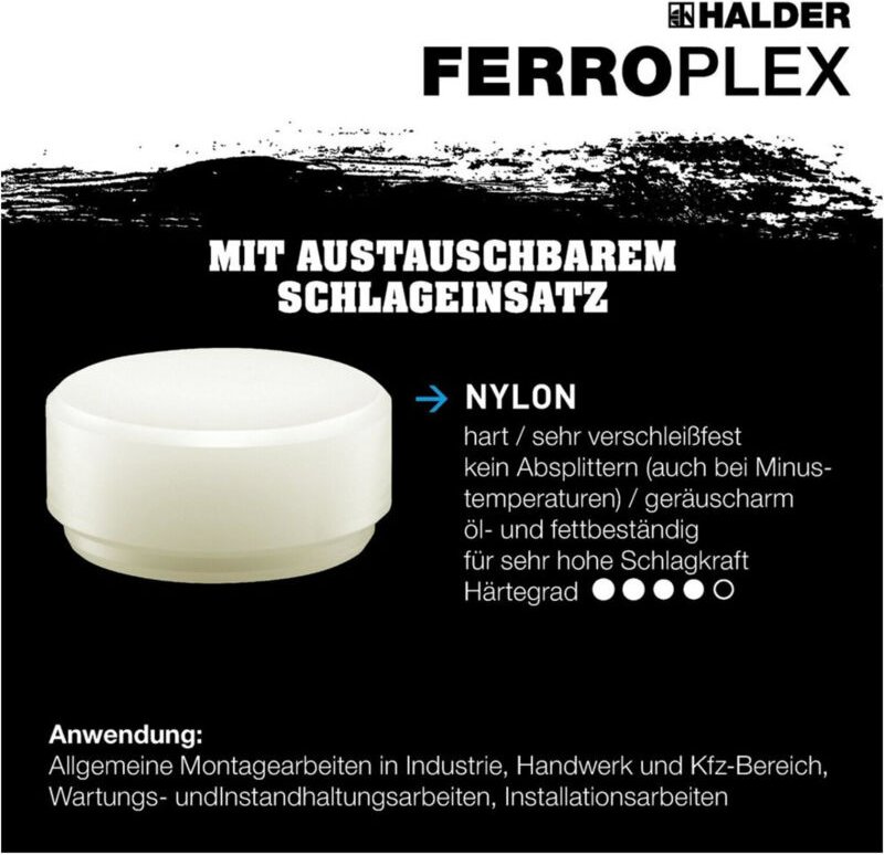 Ferroplex Kombi-Hammer 2 in 1 Stahlrohrstiel 800 g ø 50mm 3677.035 - Halder