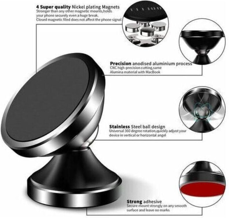 Thumbnail - Handyhalterung Auto, Universal Auto Handyhalterung 360° Drehung, Tragbarer Magnetischer Haftmagnet für Smartphone, Schwa...