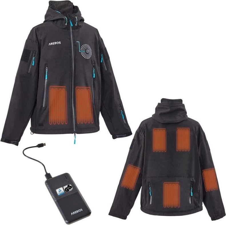 AREBOS Akku Winterjacke Sportjacke Outdoor Jacke beheizbar Thermojacke Unisex S