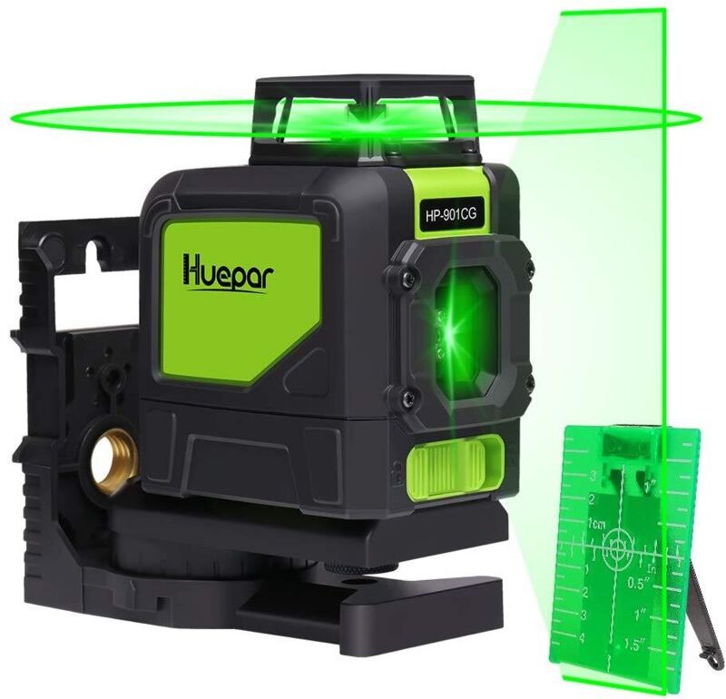 Huepar - 901CG 1 x 360 Kreuzlinienlaser Grün, 360 Grad Linienlaser Selbstnivellierenden Laser Level mit Pulsfunktion, Um...