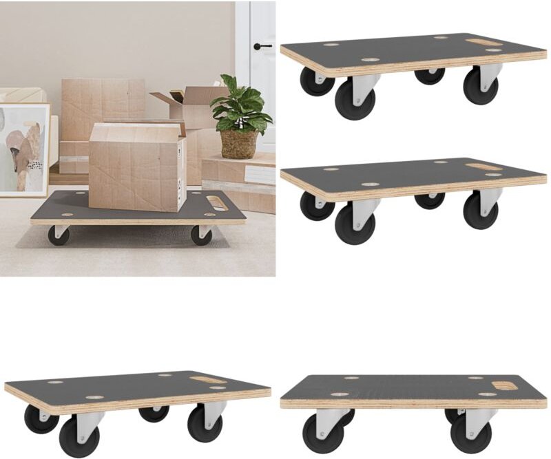 Rollbretter 2 Stk. Rechteckig 80x55x11,5 cm - Rollwagen - Transportwagen - Home & Living - Grau