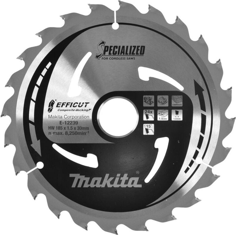 E-12239 Efficut TCT-Kreissägeblatt 185 x 30 mm 27 Zähne 1,5 mm Holz - Makita