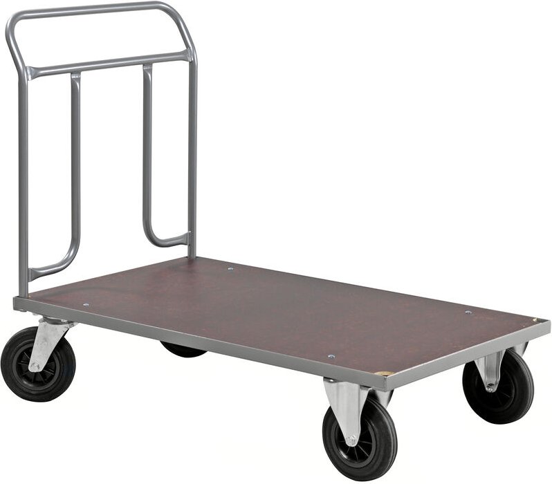 Kongamek Plattformwagen in grau 1274x700x1000mm mit Schiebegriff aus Stahlrohr und Gummibereifung mit Bremse