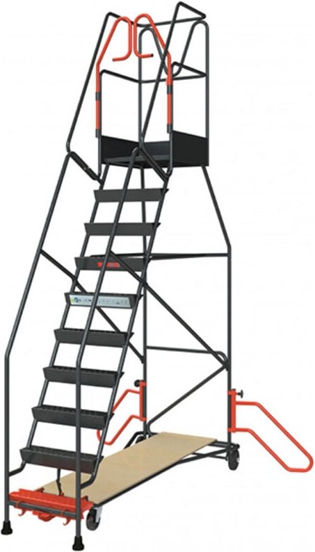 Thumbnail - Matisère - Mobile Stehleiter 10 Stufen - Maximale Arbeitshöhe 4.31m - 830008815