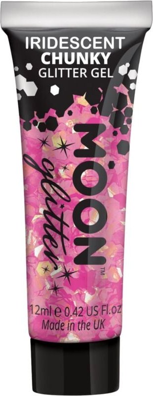 Smiffys - Iridescent Chunky Glitter Gel – Schimmerndes Pink für Gesicht & Körper