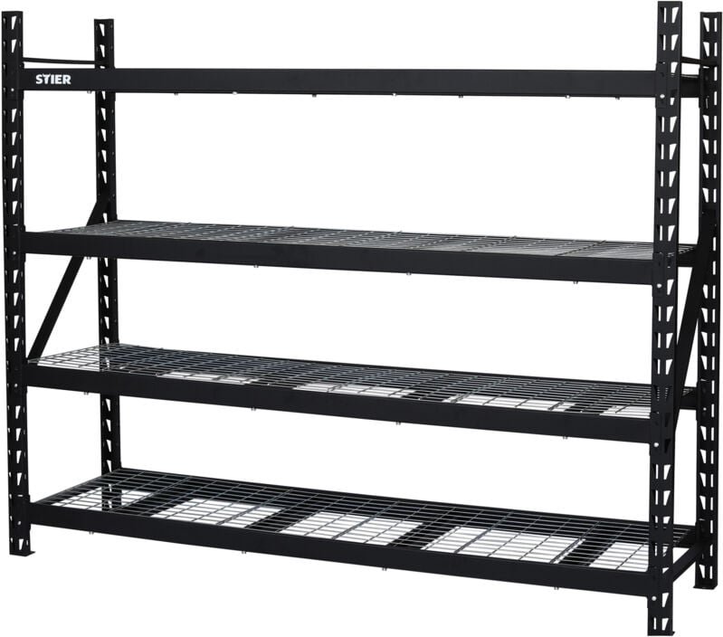 STIER Gitterrost-Fachbodenregal, Fachlast 400 kg, HxBxT 1830x1950x610mm, 4 Regalböden, Stahlgestell, Regalsystem