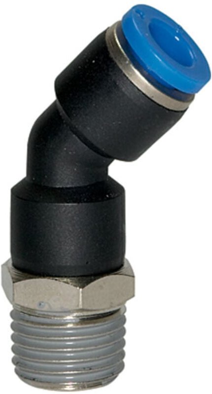 Riegler - Steckverschraubung 45° »Blaue Serie«, drehbar, r 3/8 außen, ø 6mm